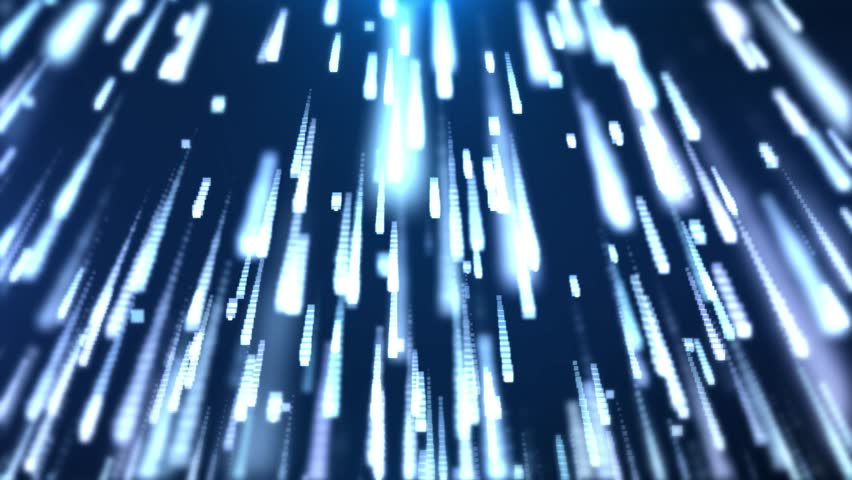 Digital data point stream, big data visualization, futuristic abstract background with moving dotted surface. Rain of technological particles. Seamless loop animation.
