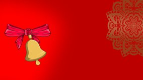 A looping animation featuring a Christmas bell with a red ribbon and snowfall on a red background. Perfect for holiday greetings, festive intros, or seasonal promotional content. - Powered by Shutterstock - Get 15% off with code: PIKWIZARD15