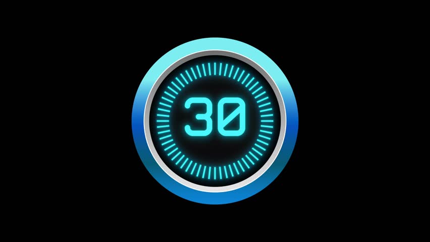 30 Seconds Countdown Timer On A Black Background