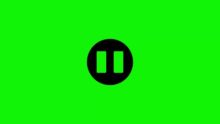 Pause icon animation on a green screen background