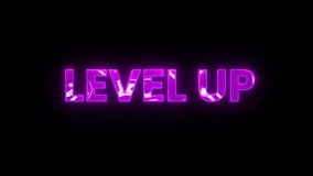 Glitch animation with ‘Level Up’ text, transparent background, futuristic design, pixelated effect, vibrant colors, neon glitch, perfect for gaming, streaming, and tech visuals. - Powered by Shutterstock - Get 15% off with code: PIKWIZARD15