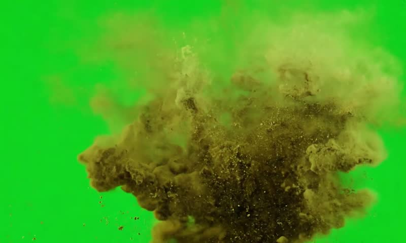 Powerful sand explosion on green screen background, Dramatic sand and dust explosion HD video