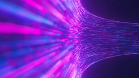 Big data light speed flow. Abstract digital data stream of quantum computing. Cyberspace of qubit trail waves. Modern tech information transmission. - Powered by Shutterstock - Get 15% off with code: PIKWIZARD15