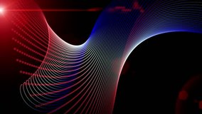 futuristic video animation with moving wave object and lights, loop HD 1080p