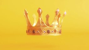 Golden Royal Crown Floating Against Bright Yellow Background in Minimalist Style - Powered by Shutterstock - Get 15% off with code: PIKWIZARD15
