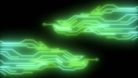  Technology, particles, vibrant, futuristic, neon, electronics. Futuristic Neon Circuitry in Motion   - Powered by Shutterstock - Get 15% off with code: PIKWIZARD15