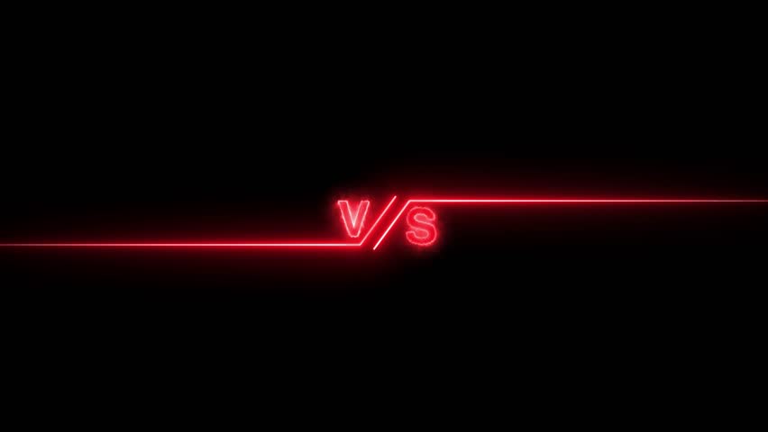 neon versus logo and letters for sports and fight competition,A dynamic VS icon features bold, contrasting letters with sharp Vs versus neon battle battle animation,  set against a sleek, background
