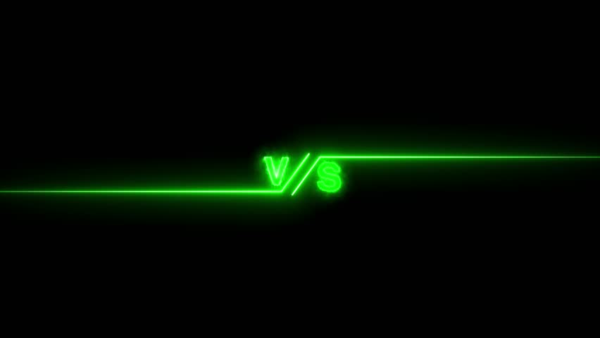 neon versus logo and letters for sports and fight competition,A dynamic VS icon features bold, contrasting letters with sharp Vs versus neon battle battle animation,  set against a sleek, background
