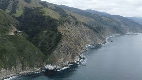 Big Sur, California (Pacific Coast Highway), Aerial Drone Scanning The Steep Slopes Weathered By Storms, Waves, And Years Of Natural Erosion Posing A Threat To This High Trafficked Coastal Highway. - Powered by Shutterstock - Get 15% off with code: PIKWIZARD15
