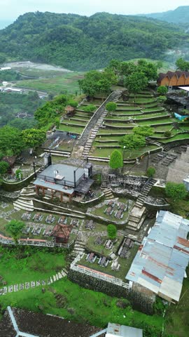 Terraced Landscape with Scenic View of Green Lush Valley and Hills