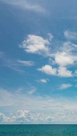 Timelapse clouds in blue sky over sea background