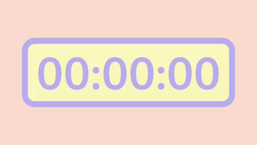 35 second stopwatch in a clean flat design with purple digits on a peach background perfect for educational content, productivity videos, animation templates, and creative presentations
