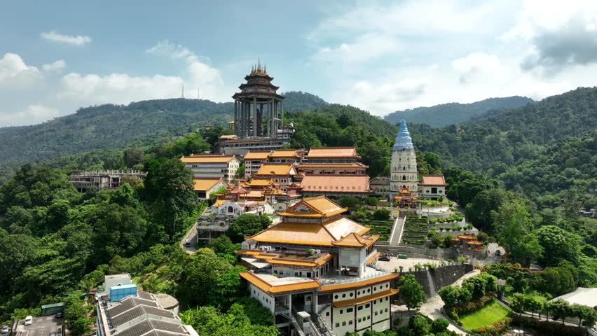 Kek Lok Si Temple complex George Town Malaysia aerial drone Southeast Asia Penang island