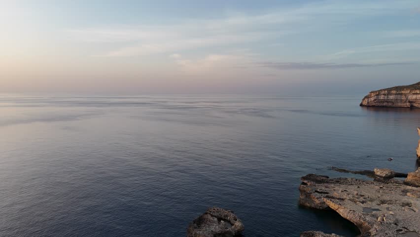 Drone view of Dwejra Bay and stunning limestone cliffs on Gozo Island, Malta – 30 October 2024