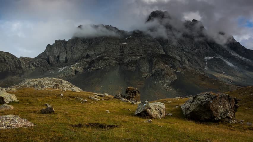 Time lapse clip. Juta village - foot of Mt Chaukhebi. Georgia, Europe. Caucasus
