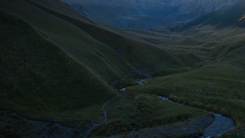 Time lapse clip. Juta village - foot of Mt Chaukhebi. Georgia, Europe. Caucasus