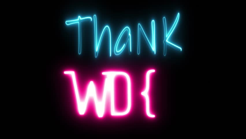 blue nad pink thank you neon sign overlay animated text. 3D Illustration