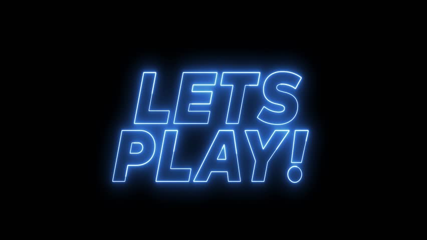 Let's Play neon sign. Neon sign Let's Play. Lets Play logo animation.	
