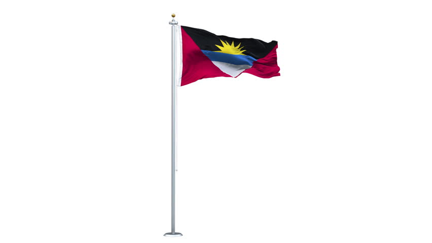 Antigua and Barbuda flag waving looping with transparent background, with alpha matte layer for transparency in the background.