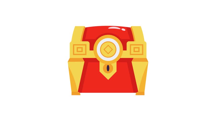 Decorative treasure chest icon animation design symbolizing wealth and good fortune