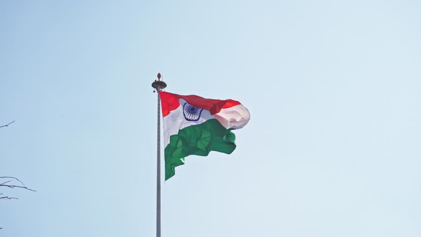 India Flag with Sky in Background