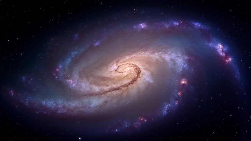 Majestic spiral galaxy glowing in space, deep colors, cosmic and mysterious mood