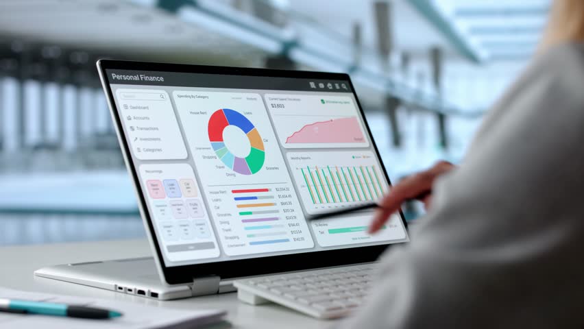 Online Bank Budget Computer App On Laptop