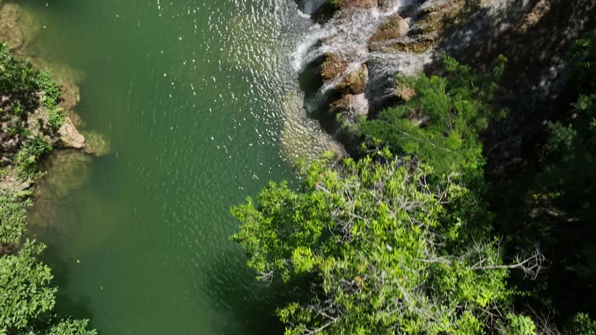 Bonito in Mato Grosso do Sul, waterfalls, rivers, nature destinations. Aerial view.
