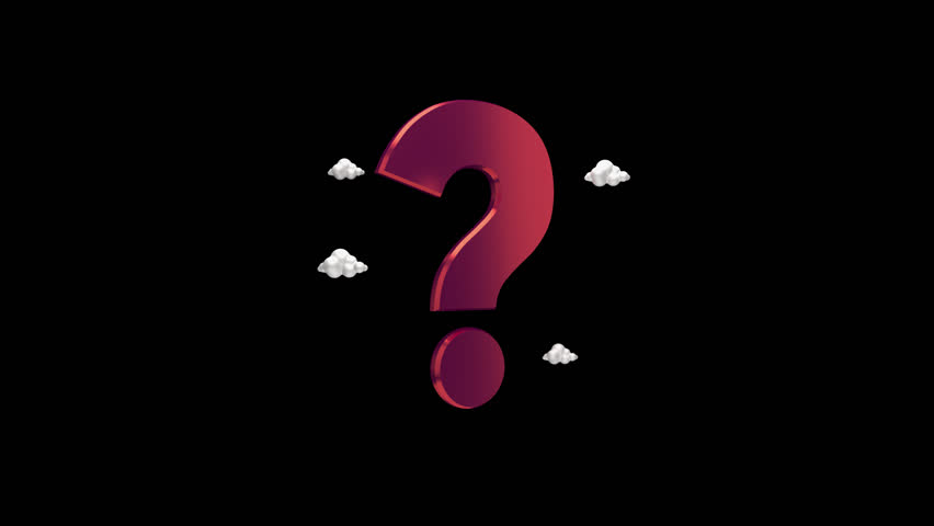 Looping question mark with cartoon cloud on a transparent alpha channel background for easy drag and drop use...