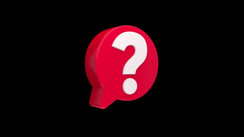 Looping 3D question mark with speech buble on a transparent alpha channel background for easy drag and drop use...