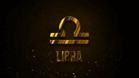 The golden zodiac sign Libra with luminous particles on the background of an old wall. 4K - Powered by Shutterstock - Get 15% off with code: PIKWIZARD15