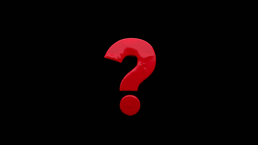 3D animation of a tearing red question mark on a transparent background for easy drag and drop use.