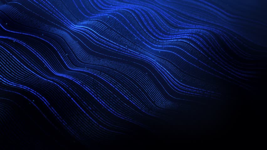 Line wavy blue background. Abstract glowing big data slow motion. blue background wavy modern shape. Abstract blue digital particles wave of particles. Blue wave space. 4k 60fps VJ loop.