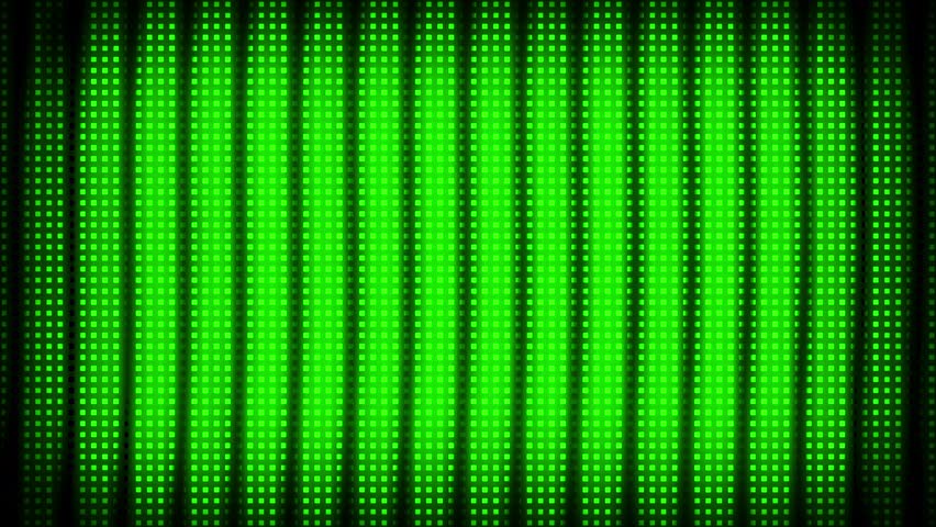 led dots green color bulb lights display bars animation 3d technology abstract modern background, neon light flashing tunnel and blinking flash lights stage backlights copy space for logos, titles an