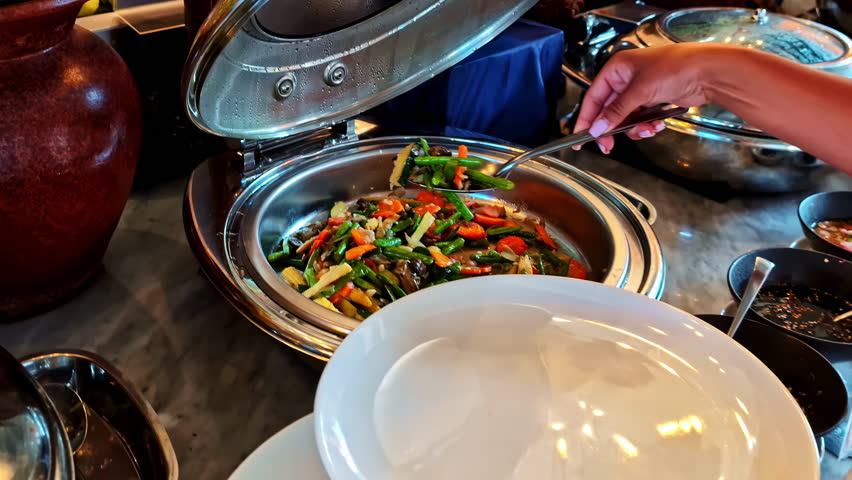 All you can eat healthy buffet lunch restaurant oriental Bali hotel mixed grill vegetables