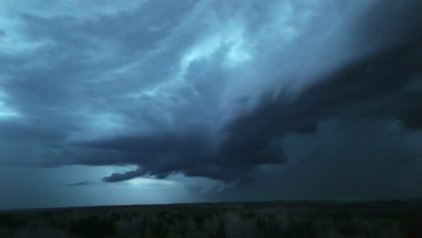 Thunderstorm sky with electrical discharges, lightning strikes, Perspective shot