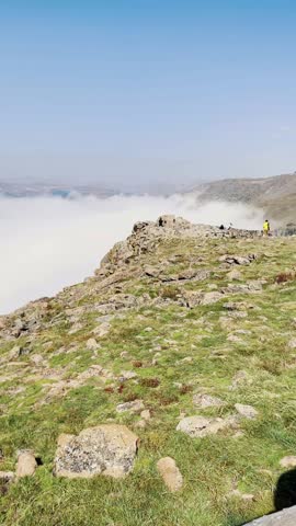 Vertical Panoramic View of the Rocky Mountains from a Viewing Deck, Misty Clouds Over Colorado National Park, Scenic Landscape in Portrait Mode – Real-Time Mobile View