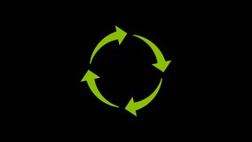 Three Arrows Green Recycle Symbol Loop Animation. Alpha channel. Three colour choices. Eco-Friendly Circular Rotation Cycle for Sustainability, Environmental Protection, Renewable Resource Concepts - Powered by Shutterstock - Get 15% off with code: PIKWIZARD15