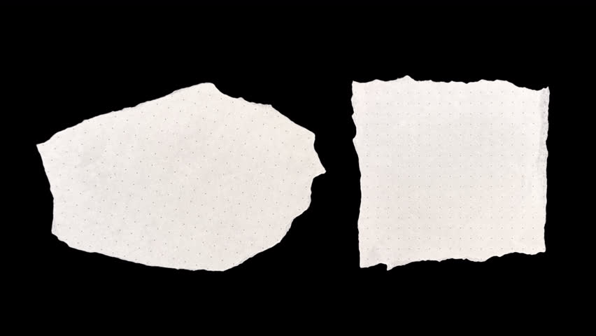 Organic handmade paper circle, clean-crumples unfolds in stop motion. Minimal, textured, collage, craft school note. transparent alpha channel bg, Style 15 - big dot rough rectangle pieces