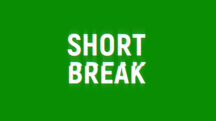 short break text animated word with retro glitch effect. 4k Stream footage animation for video transitions on Black and white Background