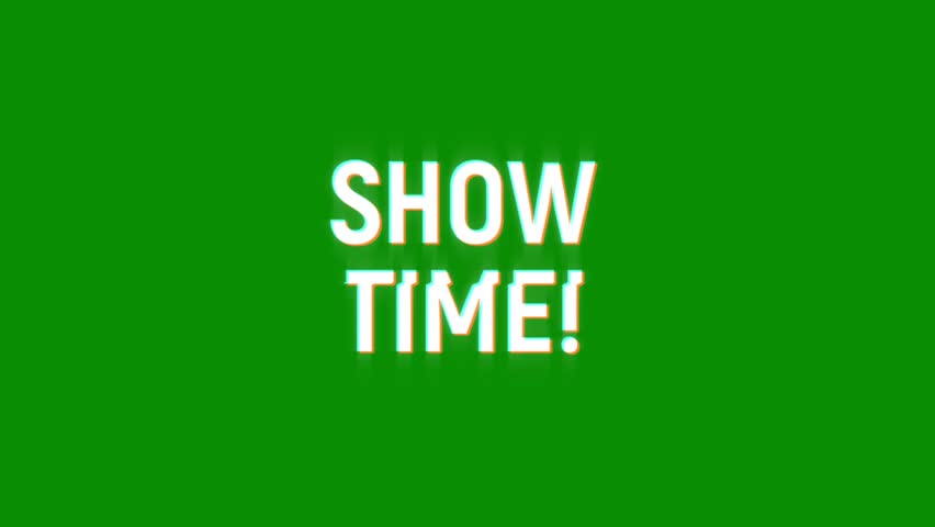 show time text animated word with retro glitch effect. 4k Stream footage animation for video transitions on Black and white Background