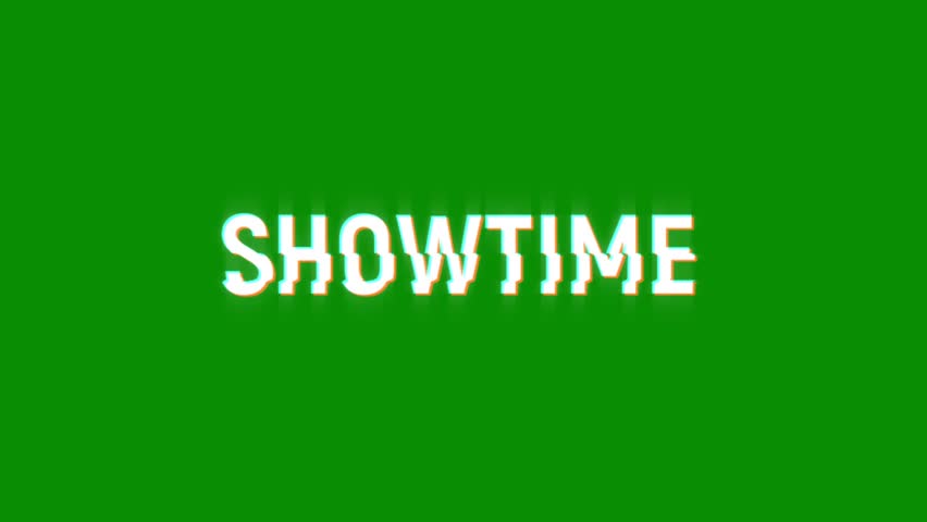 showtime text animated word with retro glitch effect. 4k Stream footage animation for video transitions on Black and white Background