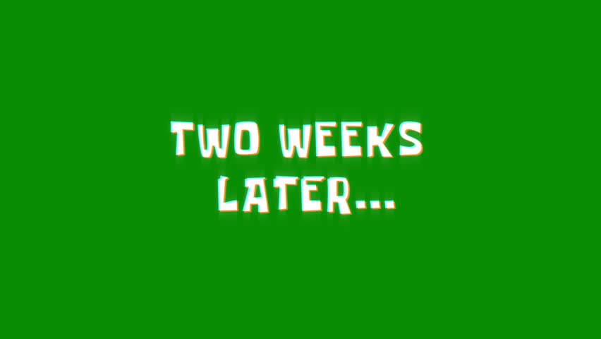 two weeks later text animated word with retro glitch effect. 4k Stream footage animation for video transitions on Black and white Background