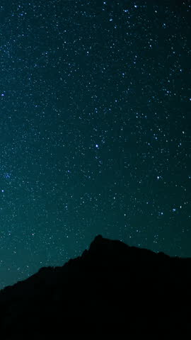 Vertical Shot Star Trails of Aquarids Meteor Shower and Milky Way Galaxy Southwest West Sky Above Mt Whitney Peak Astrophotography Time Lapse in California USA