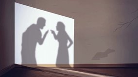 Shadow Animation of Couple Arguing Projected on Wall in Dramatic Lighting - Powered by Shutterstock - Get 15% off with code: PIKWIZARD15