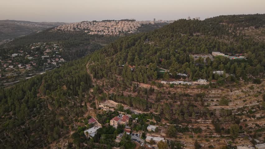 Aerial video above the Princess Elizabeth Church, Ein Kerem, Jerusalem