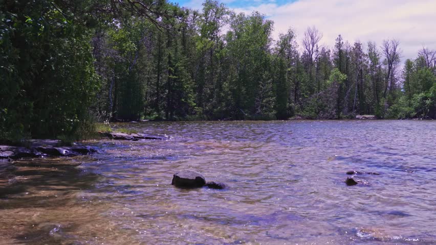 Horse Lake waters near Indian Head Cove on lake Huron in Bruce Peninsula National Park in Ontario, Canada. Located near The Grotto and Overhanging rock tourist attractions.