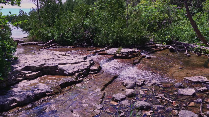 Horse Lake waters near Indian Head Cove on lake Huron in Bruce Peninsula National Park in Ontario, Canada. Located near The Grotto and Overhanging rock tourist attractions.