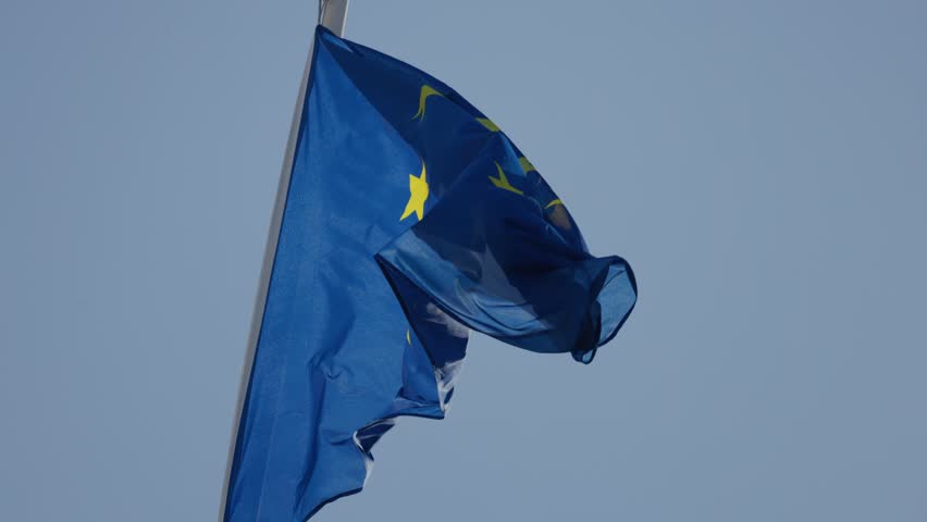 European union flag waving in the wind