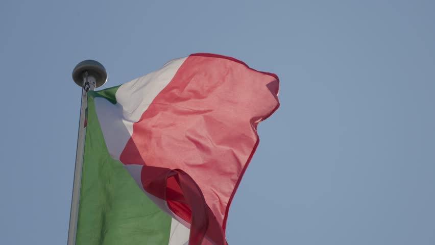 Italian flag waving in the wind montage